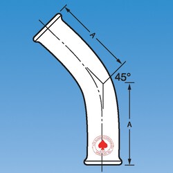 Ace Glass, Inc. 3/4 beaded process pipe sweep elbow with a 45 degree angle.,