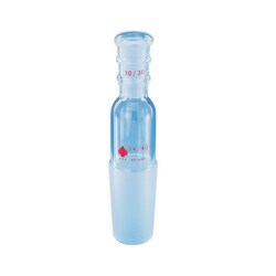 Ace Glass, Inc.&nbsp;Connecting adapter with 10/30 top female and 14/20 bottom male standard taper joints.