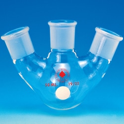 Ace Glass, Inc. Flask, round, three neck, 50mL, 14/10 cap-seal center and sides