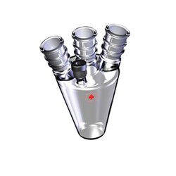 Ace Glass, Inc. Tapered flask, 125mL, 4 neck, 14/20 center, (2) 14/20, (1) #7Ace-Thred