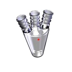 Ace Glass, Inc. Tapered flask, 50mL, 3 neck, 14/20 center, (2) 14/20