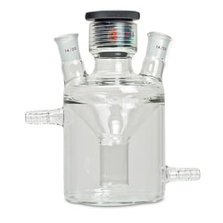 Ace Glass, Inc. Vessel, ultrasonic, jacketed, 10-50mL, #25 center, (2)14/20 sides, body only