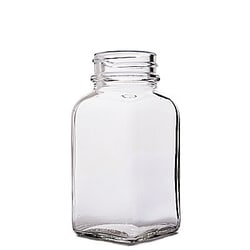 O Berk Company 2OZ FLINT WIDE MOUTH SQUARE GLASS BOTTLE - 33-400 NECK 144/pk
