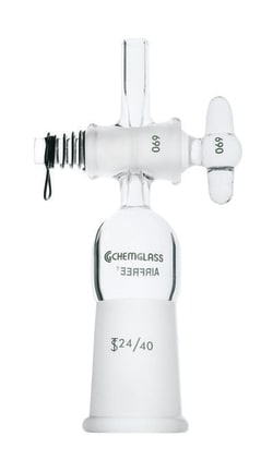 Chemglass Life Sciences Adapter, Inlet, 24/40 Outer Joint, 2mm Glass Stopcock,