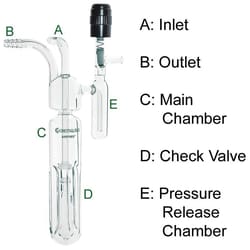 Chemglass Life Sciences Bubbler, Pressure Release, Airfree, Schlenk