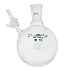 Chemglass Life Sciences&nbsp;250mL Flask, Reaction, 14/20 Outer Joint, 2mm Glass Stpk, Airfree, Schlenk