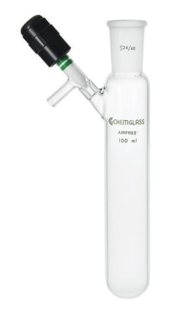 Chemglass Life Sciences 100mL Tube, Reaction, Airfree, Schlenk, 24/40 Outer Joint, 0-4mm Valve