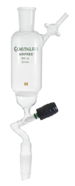 Chemglass Life Sciences&nbsp;60mL Filter Funnel, 14/20 Joint Size, 30mm OD Coarse Frit, Glass Stpk On Side Arm, Airfree, Schlenk