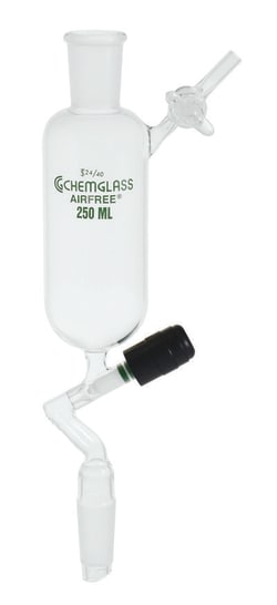 Chemglass Life Sciences 250mL Funnel, Addition, 24/40 Joint Size, 2mm Glass Stopcock On Side Arm, Airfree, Schlenk