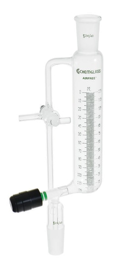 Chemglass Life Sciences 125mL Funnel, Addition, Graduated, 24/40 Joint Size, Airfree, Schlenk