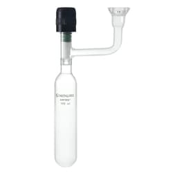 Chemglass Life Sciences 50mL Storage Vessel, #15 O-Ring Joint, Airfree, Schlenk, 0-4mm Valve, 190mm OAH