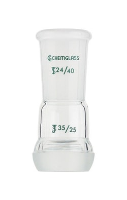 Chemglass Life Sciences&nbsp;Adapter, Connecting, 24/40 Top Outer Joint, 35/25 Lower Ball Joint
