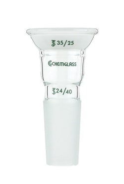 Chemglass Life Sciences&nbsp;Adapter, Connecting, 35/20 Top Socket, 24/40 Lower Inner