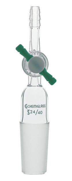 Chemglass Life Sciences&nbsp;Adapter, Flow Control, Straight, 2mm Stpk, 19/22 Inner Joint