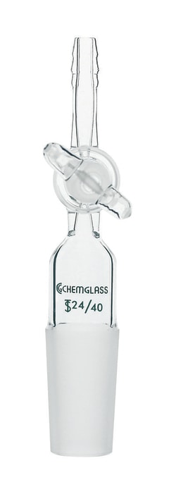 Chemglass Life Sciences Adapter, Flow Control, Straight, 2mm Stopcock,