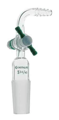 Chemglass Life Sciences Adapter, Flow Control, 90°, 2mm Stpk, 14/20 Inner