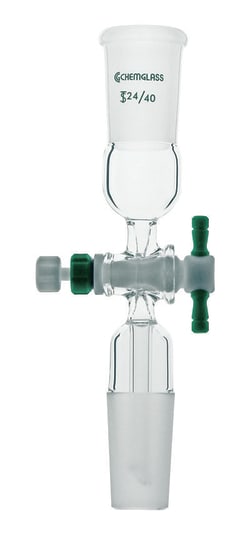 Chemglass Life Sciences Adapter, Flow Control, 2mm Stpk, 24/40 Joint Size,