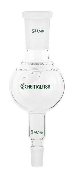 Chemglass Life Sciences Adapter, Distilling Trap, Kjeldahl, 29/42 Top Outer, 14/20 Lower Inner