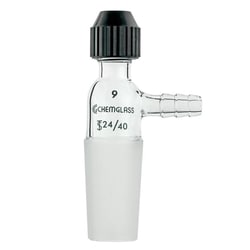 Chemglass Life Sciences&nbsp;Adapter, Universal, Inlet, 24/40 Inner Joint, #15 Chem-Thread, Hose Connection, Accepts O.D./12-15mm, O-Ring/206