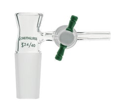 Chemglass Life Sciences&nbsp;Adapter, Vacuum Filtration, 24/40, #2 Pluro Stopper, PTFE Stopcock, Accepts Buchner Funnel up to 60mL