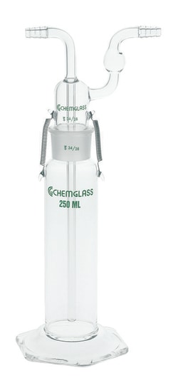Chemglass Life Sciences Complete 125mL Bottle, Gas Washing, Tall Form, Drechel, Approx 290mm OAH