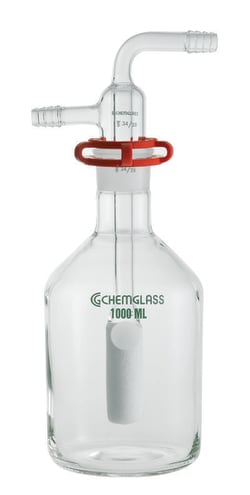 Chemglass Life Sciences Bottle, 1000mL, Gas Washing, Complete, 34/28, Coarse