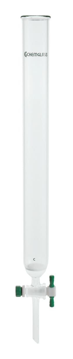 Chemglass Life Sciences Column, Chromatography, 1/2in ID X 8in E.L., 2mm Stopcock