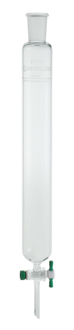 Chemglass Life Sciences Column, Chromatography, 24/40 Outer Joint, 3/4in ID X 18in E.L., 2mm Stopcock