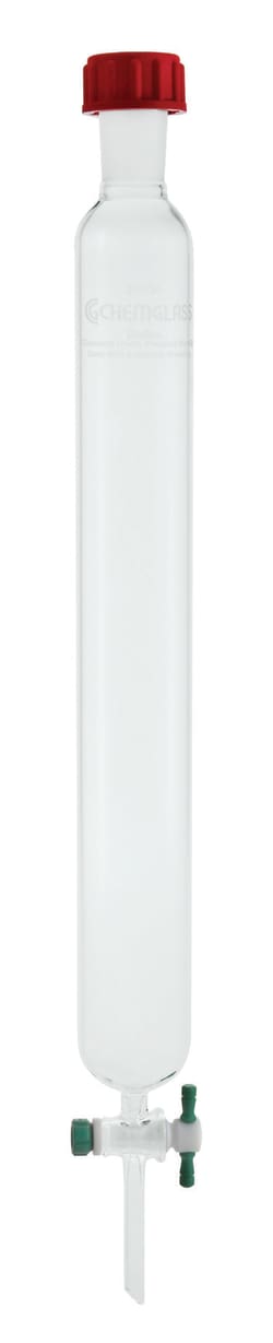 Chemglass Life Sciences Column, Chromatography, 24/40 Outer Rodaviss Joint, 1/2in ID X 8in E.L., 2mm Stopcock
