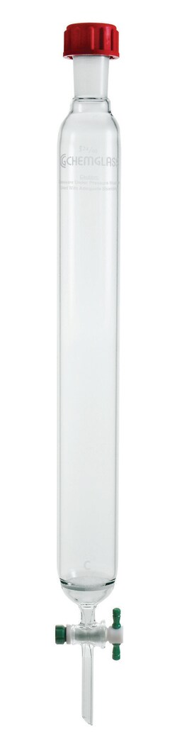 Chemglass Life Sciences Column, Chromatography, 24/40 Outer Rodaviss Joint, 1/2in ID X 8in E.L., 2mm Stopcock