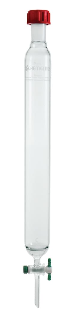 Chemglass Life Sciences Column, Chromatography, 45/50 Outer Rodaviss Joint, 3in ID X 18in E.L., 4mm Stopcock