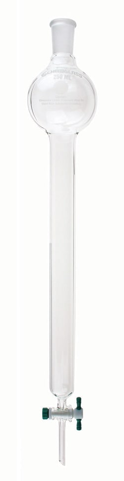 Chemglass Life Sciences Column, Chromatography, 24/40 Outer Joint, 500mL Reservoir, 1 1/2in ID X 12in E.L., 2mm Stopcock