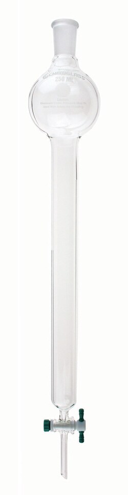 Chemglass Life Sciences Column, Chromatography, 24/40 Outer Joint, 1000mL Reservoir, 2 1/2in ID X 12in E.L., 4mm Stopcock