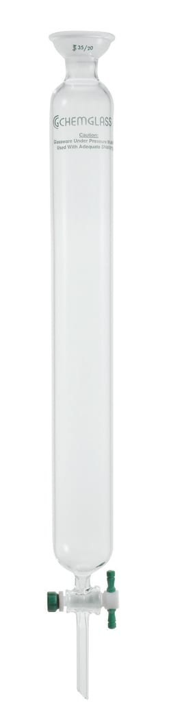 Chemglass Life Sciences&nbsp;Column, Chromatography, 35/20 Socket Joint, 1 1/2in ID X 12in E.L., 2mm Stpk