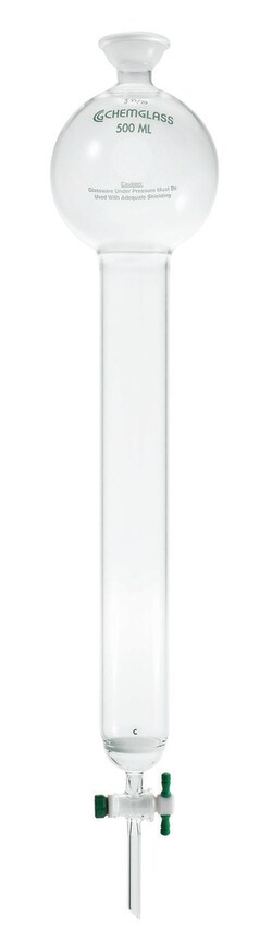 Chemglass Life Sciences Column, Chromatography, 35/20 Socket Joint, 1000mL Reservoir, 2 1/2in ID X 18in E.L., 4mm Stopcock