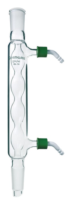 Chemglass Life Sciences Condenser, Allihn, 430mm, 24/40 Joint, 300mm Jacket Length, Removable Hose Connection
