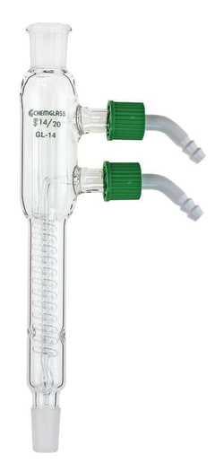 Chemglass Life Sciences Condenser, Reflux, 415mm, 24/40 Joint, Removable Hose Connections, 250mm Jacket Length