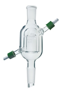 Chemglass Life Sciences Condenser, Reflux, 29/42 Joint, 215 x 64mm, GL-14 Screw Caps, Removable Hose Connections