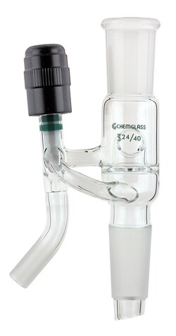 Chemglass Life Sciences&nbsp;Adapter, Distilling/Splitting, 24/40, 0-4mm Valve, 1/2
