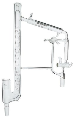 Chemglass Life Sciences Distilling Head, Vigreux, Jacketed, 10/18 Thermometer Joint,14/20 Joint Size, 2mm PTFE Stopcock, Approx. 255mm Height x 310mm Width