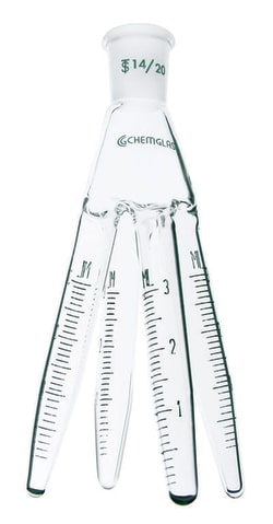 Chemglass Life Sciences&nbsp;Distilling Receiver, 3mL, 14/20 Joint, Graduated, 210mm height x 90mm width