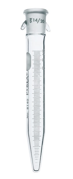 Chemglass Life Sciences Distilling Receiver, TUBE ONLY, Graduated, 14/20 Joint, 12mL, 135mm Height,