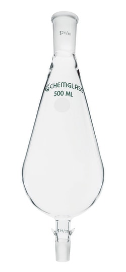 Chemglass Life Sciences 500mL Kuderna-Danish Flask with Hooks, Quantity: