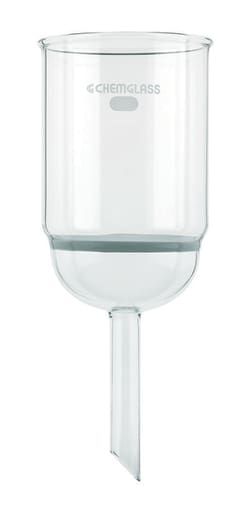 Chemglass Life Sciences&nbsp;200mL Filter Funnel, Buchner, Extra Capacity, 80mm Height Above 60mm Medium Frit