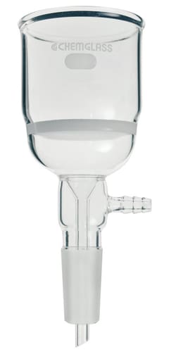 Chemglass Life Sciences&nbsp;30mL Filter Funnel, Buchner, 19/22 Lower Vacuum Assembly, Fine Frit