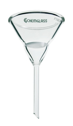 Chemglass Life Sciences&nbsp;Filter Funnel, Hirsh, 50mm Diameter Funnel Top, 20mm Fine Frit