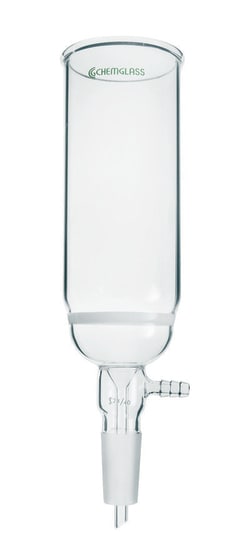 Chemglass Life Sciences&nbsp;Column, Chromatography, Quick Separation Funnel, 30mm Coarse Frit, 102mm height above the disc, 14/20 Lower Vacuum Assembly