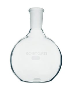 Chemglass Life Sciences 50mL Single Neck Flat Bottom Flask, 24/40 Outer Joint