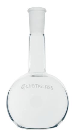 Chemglass Life Sciences 1000mL Single Neck Flat Bottom Flask, Long Neck, 24/40 Outer Joint