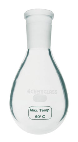 Chemglass Life Sciences 50mL Single Neck Evaporating Flask, 24/40 Outer Joint, Plastic Coated Recovery Flask